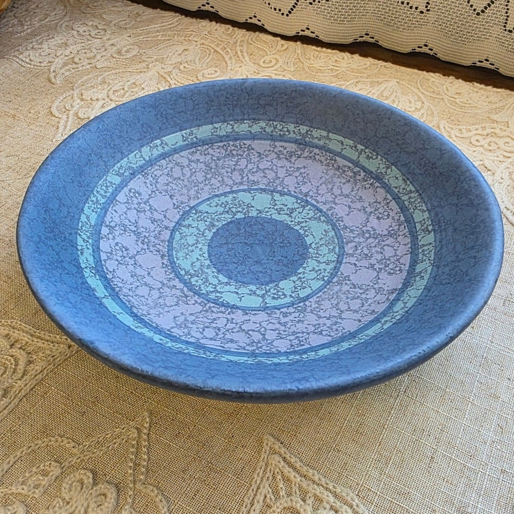 Madeline Originals Bowl 7" Blue MCM Target Bullseye California Pottery Vintage